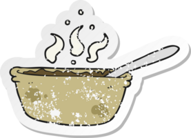 retro distressed sticker of a cartoon bowl of stew png