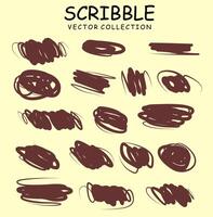 Set of hand drawn ink pen scribbles vector