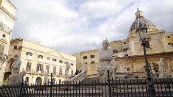 Fontain Trevi in Rome Italy. Stock. Beautiful statue one of the most famous travel attraction in Rome, tourist destination in Italy with clear emerald water pool. fountain in rome video