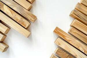AI generated Wooden beams on white background photo