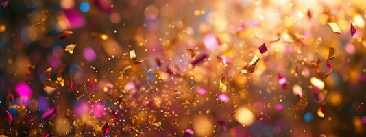 AI generated Elegant festive banner for Carnival, featuring a explosion of confetti and glitter. Ideal for a Carnival event or promotion photo