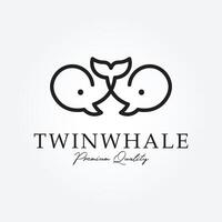 line art twin whale logo vector illustration design graphic