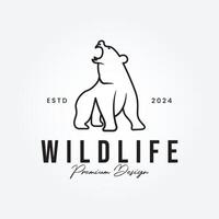 predatory bear badge logo vector illustration design