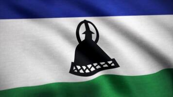 Flag of Lesotho, slow motion waving. Flag of Lesotho. Rendered using official design and colors. Seamless loop. Realistic Lesotho flag. Rendered using official design and colors. Highly detailed video