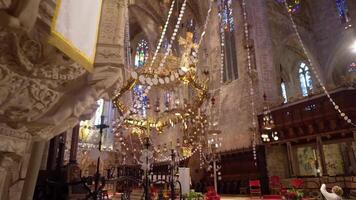 Innere von das katholisch Kirche im ein europäisch Stadt. Kirche, Kapelle. Aktie. video