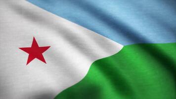 Djibouti Flag. Background Seamless Looping Animation. Djibouti flag waving in the wind. Background with rough textile texture. Animation loop. video