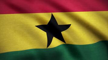 Ghana vlag patroon Aan de kleding stof structuur ,vintage stijl. dichtbij omhoog schot van golvend, kleurrijk vlag van Ghana. dichtbij omhoog schot van golvend, kleurrijk vlag van Ghana video