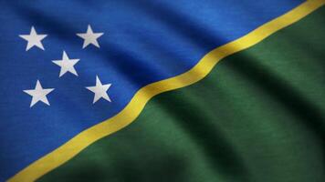 Solomon Islands flag waving in the wind. Background with rough textile texture. 4K Seamless Loopable Flag of Solomon Islands. Animation loop video