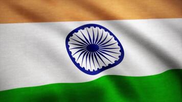 realista algodón bandera de India como un antecedentes. India bandera ondulación en el viento. antecedentes con áspero textil textura. animación lazo video