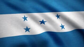 A beautiful satin finish looping flag animation of Honduras. Honduras flag waving in the wind. Background with rough textile texture. Animation loop video