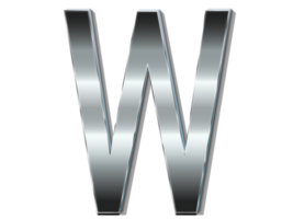 LETTER W STAINLESS STEEL EFFECT png