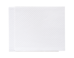 Top view of two folded pieces of white tissue paper or napkin in stack isolated with clipping path in png file format