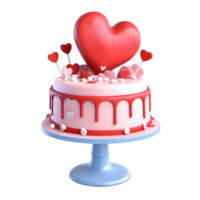 ai généré 3d le rendu la Saint-Valentin gâteau png