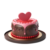 ai généré 3d le rendu la Saint-Valentin gâteau png