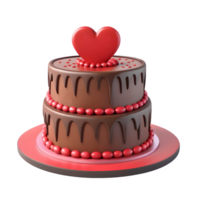 ai généré 3d le rendu la Saint-Valentin gâteau png