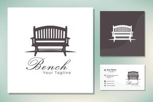 Single Wooden Bench silhouette in Park vector