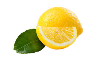 ai generato Limone e fetta Limone con foglia png