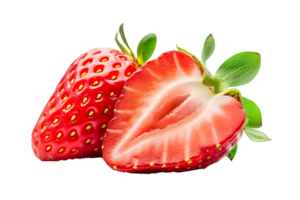 ai generiert saftig Erdbeere mit Hälfte geschnitten png