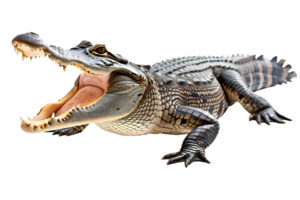 AI generated full body side view Large Crocodile open mouth PNG