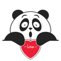 panda surprised holding heart cartoon cute png