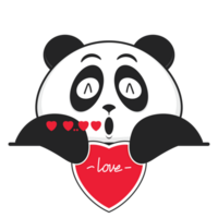 panda fluitend liefde Holding hart tekenfilm schattig png