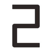 black number two design for decoration png