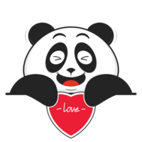 panda smile holding heart cartoon cute png