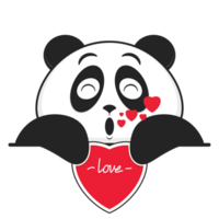 panda whistling love holding heart cartoon cute png