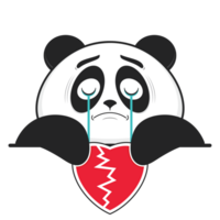 panda crying holding heart cartoon cute png