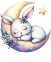 AI generated Sleeping Baby Bunny Watercolor Clipart Ai Generated png