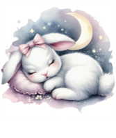 AI generated Sleeping Baby Bunny Watercolor Clipart Ai Generated png