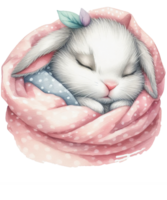 AI generated Sleeping Baby Bunny Watercolor Clipart Ai Generated png