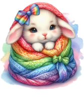 ai généré en train de dormir bébé lapin aquarelle clipart ai généré png