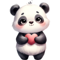 AI generated Animal holding the heart clipart for love in Valentine Day png