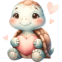 AI generated Animal holding the heart clipart for love in Valentine Day png