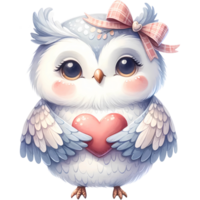 AI generated Animal holding the heart clipart for love in Valentine Day png