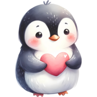 AI generated Animal holding the heart clipart for love in Valentine Day png