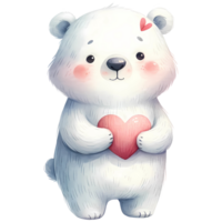 AI generated Animal holding the heart clipart for love in Valentine Day png