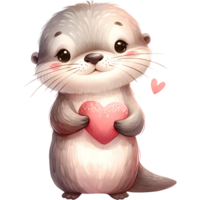 ai gegenereerd dier Holding de hart clip art voor liefde in Valentijn dag png