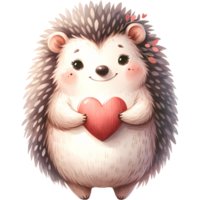 AI generated Animal holding the heart clipart for love in Valentine Day png