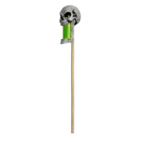 a skull on a stick with a green battery png