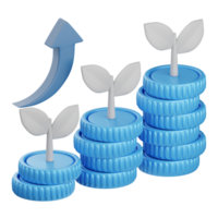 3d rendering growth isolated useful for business, analytics, web, money and finance design element png