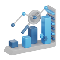 3d representación mercado análisis aislado útil para negocio, analítica, web, dinero y Finanzas diseño png