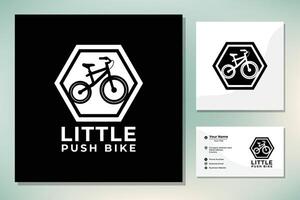 sencillo niño empujar bicicleta bicicleta silueta logo diseño inspiración vector