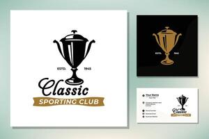 Champion Trophy Cup for Vintage Retro Sport Bar Club Cafe Tavern Restaurant logo design inspiration vector