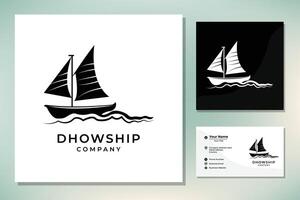 Silhouette of Dhow Sailing Boat logo design vector