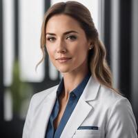 AI generated close-up portrait of a seasoned doctor, medical staff concept photo