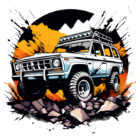 AI generated off-road car illustration for t-shirt images png