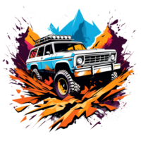 ai generiert Offroad Auto Illustration zum T-Shirt Bilder png