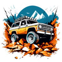 AI generated off-road car illustration for t-shirt images png